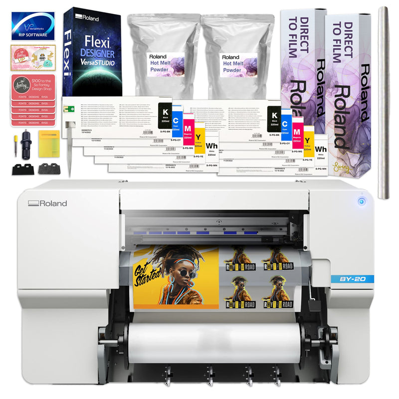 Roland BY-20 Direct to Film (DTF) 20" Printer w/ Double Inks, Film & Powder DTF Bundles Roland