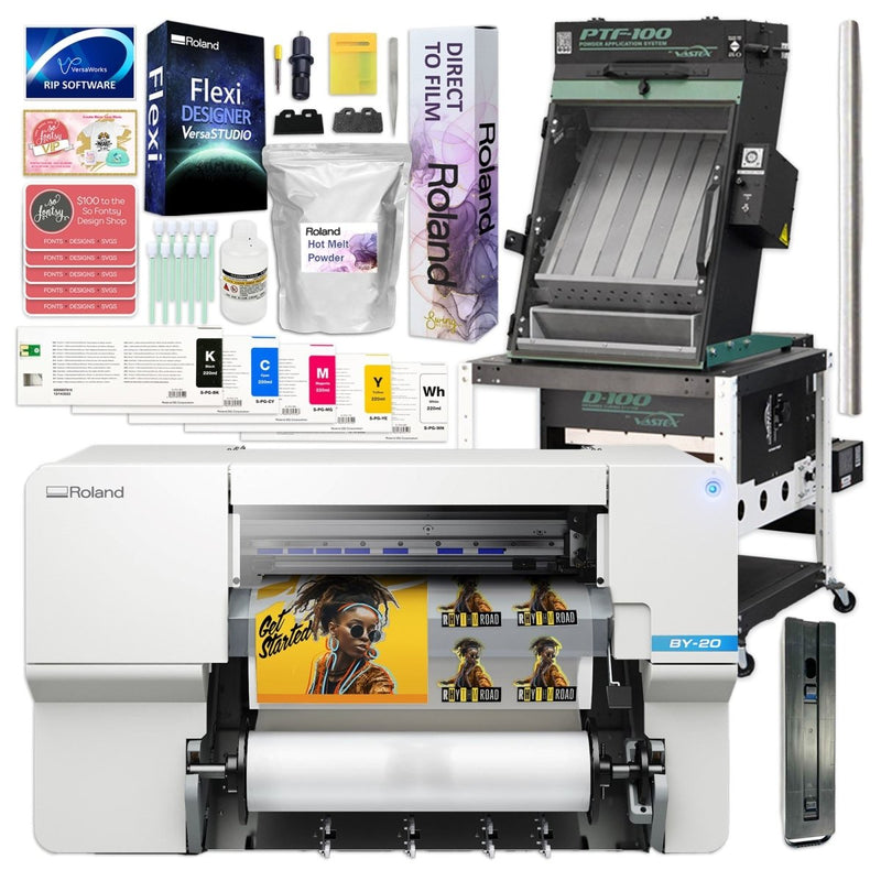 Roland BY-20 Direct to Film (DTF) Printer w/ Vastex Sheet Oven Shaker Bundle - Swing Design1