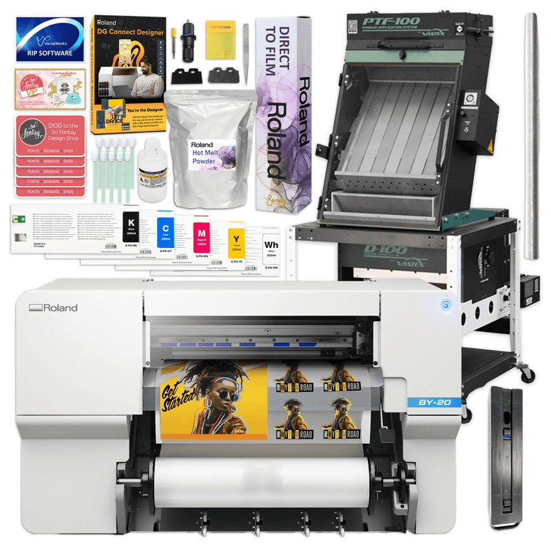 Roland BY-20 Direct to Film (DTF) Printer w/ Vastex Sheet Oven Shaker Bundle - Swing Design1