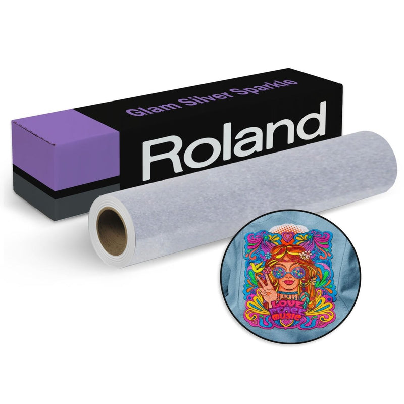 Roland HeatSoft Glam Silver Sparkle Heat Transfer Vinyl (HTV) - 20" x 30 FT - Swing Design1