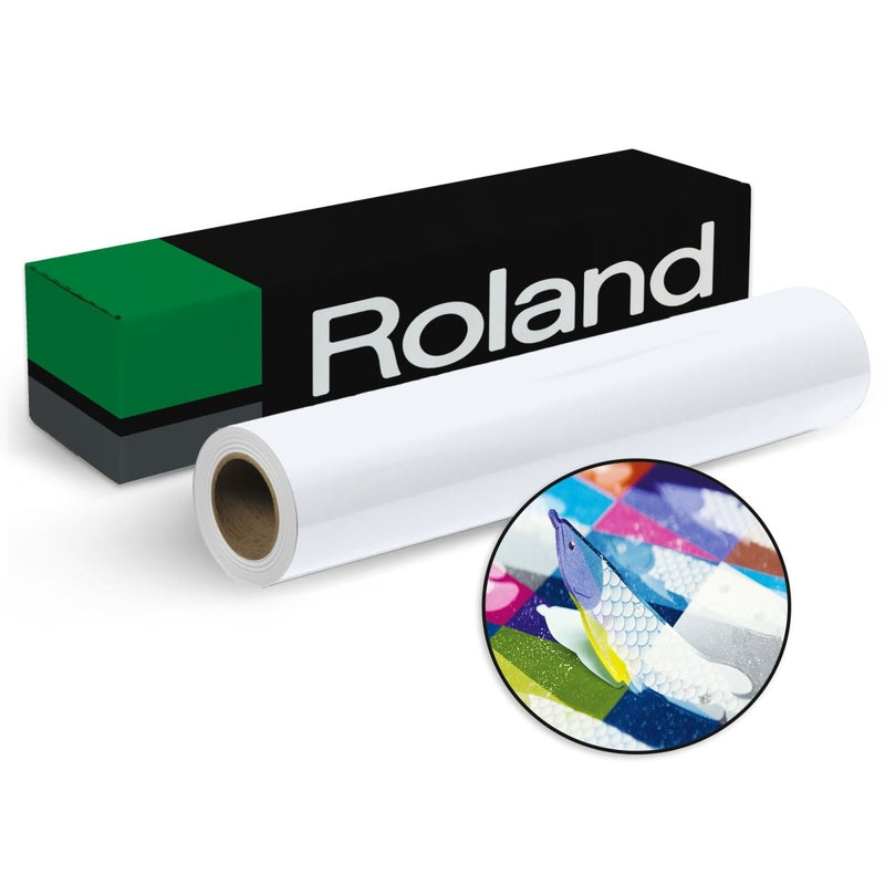 Roland Solvent Glossy Paper With Adhesive - 20" x 50 FT - Swing Design1