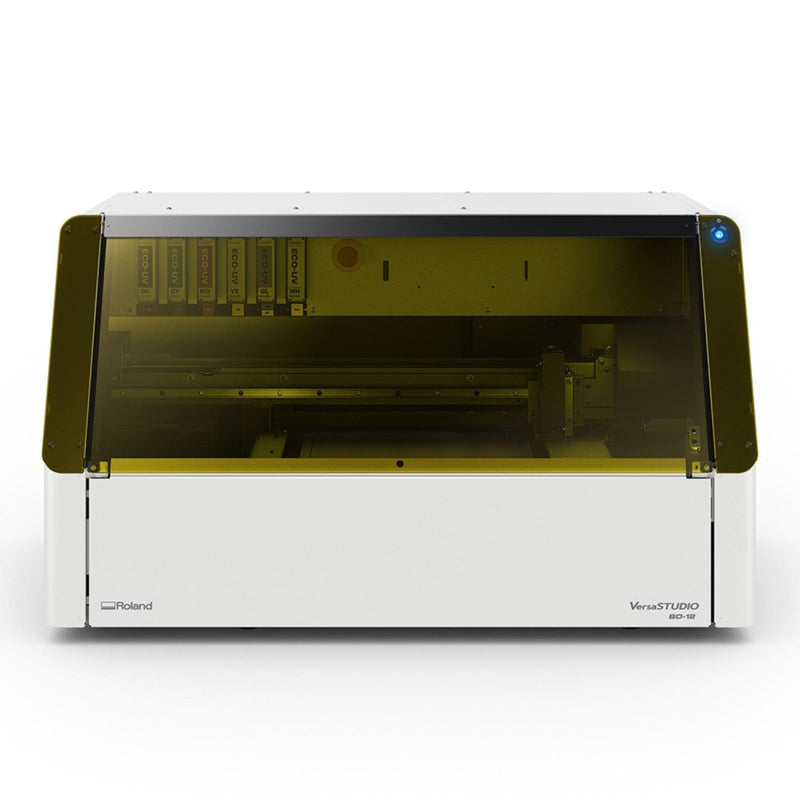 Roland VersaStudio BD-12 Desktop UV Flatbed Printer Bundle with Rotary Rack - Swing Design
