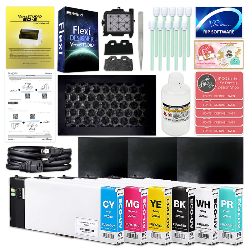 Roland VersaStudio BD-8 Desktop UV Flatbed Printer Bundle - 8" x 6" Eco Printers Roland