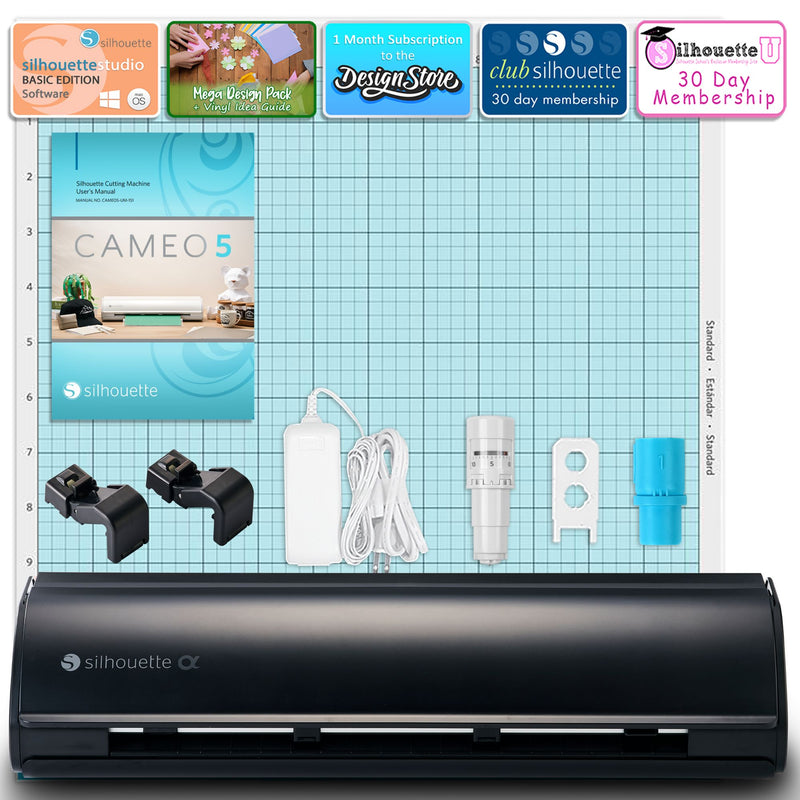 Silhouette Black Cameo 5α Alpha w/ Advanced Blade Pack, 38 Oracal Sheets, HTV Silhouette Bundle Silhouette