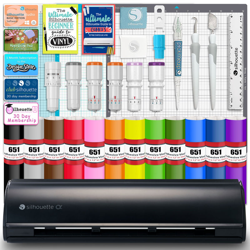 Silhouette Black Cameo 5α Alpha w/ Deluxe Blade & Tool Pack, Mat Pack, Guides Silhouette Bundle Silhouette