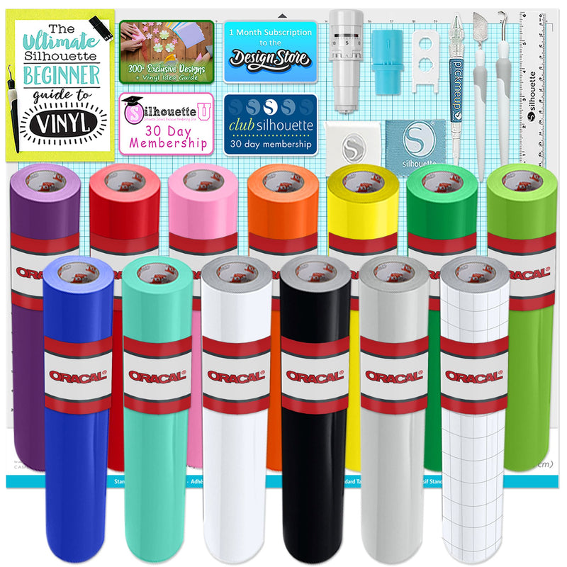 Silhouette Cameo 5 PRO MK-II w/ Oracal 651 24" Wide Vinyl Rolls, Tools, Guides Silhouette Bundle Silhouette