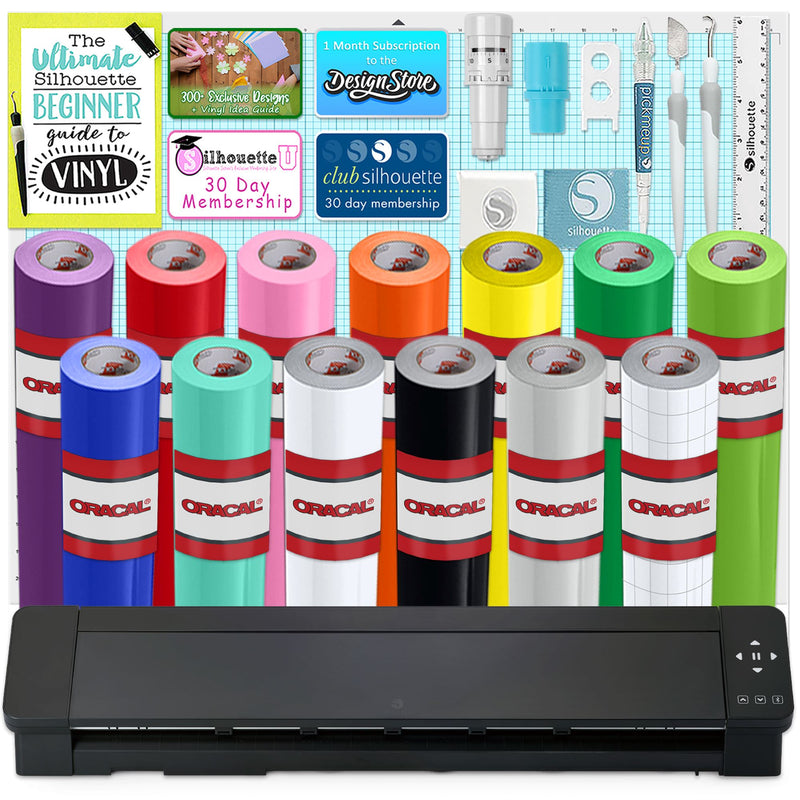 Silhouette Cameo 5 PRO MK-II w/ Oracal 651 24" Wide Vinyl Rolls, Tools, Guides Silhouette Bundle Silhouette
