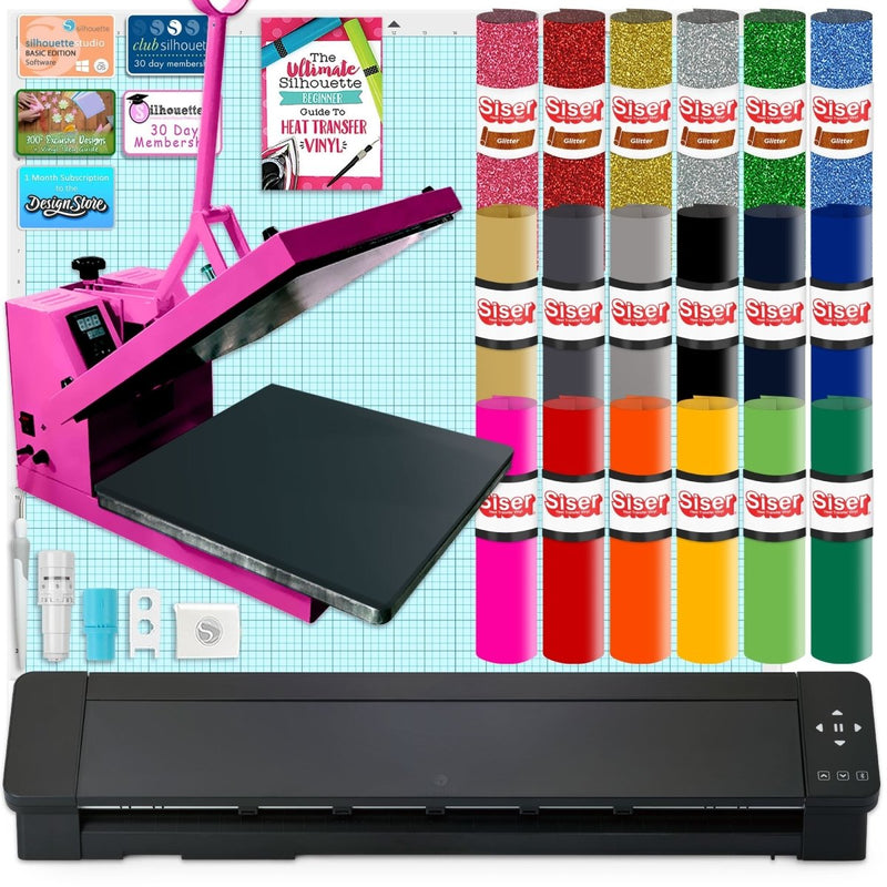 Silhouette Cameo 5 PRO MK-II with 15" x 15" Pink Heat Press & Siser HTV - Swing Design
