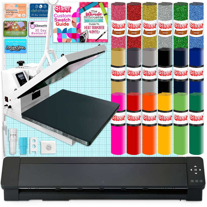 Silhouette Cameo 5 PRO MK-II with 15" x 15" White Heat Press & Siser HTV Silhouette Bundle Silhouette