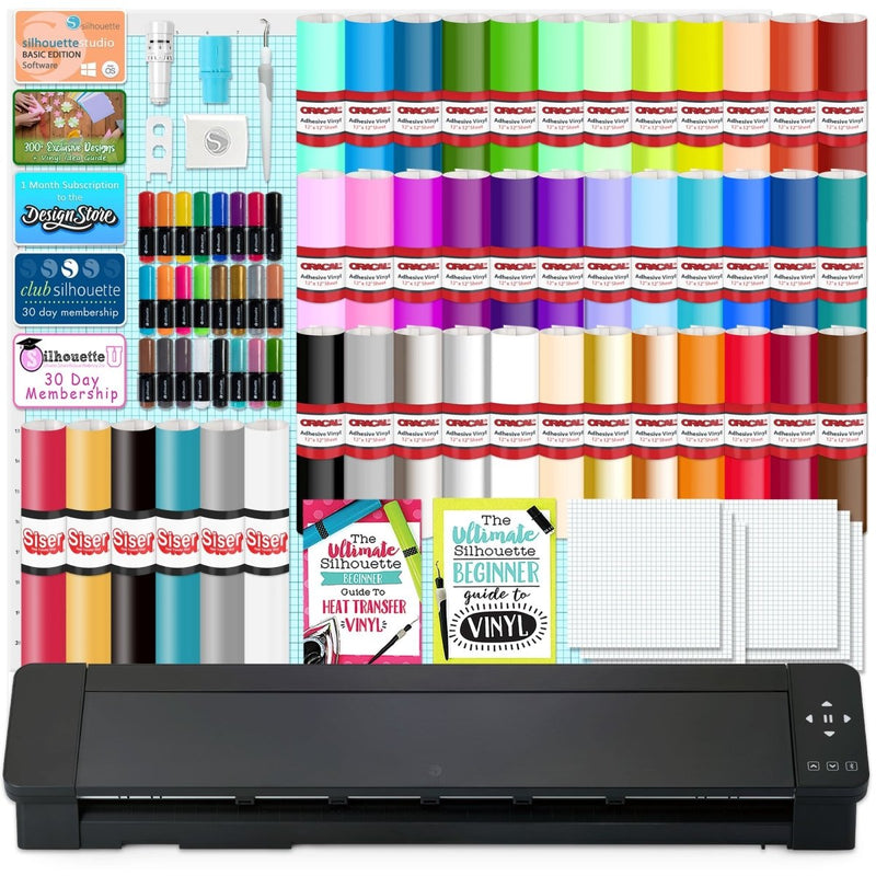 Silhouette Cameo PRO MK-II w/ 38 Oracal Sheets, Siser HTV, Guides, 24 Pens - Swing Design1