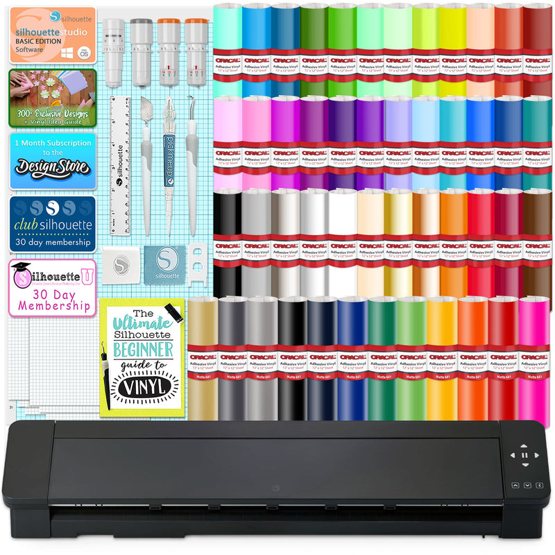 Silhouette Cameo PRO MK-II w/ 64 Oracal Vinyl Sheets, Blades, Tools, Guides Silhouette Bundle Silhouette