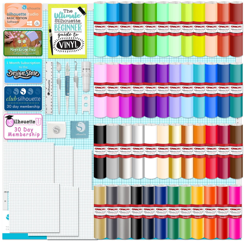 Silhouette Cameo PRO MK-II w/ 64 Oracal Vinyl Sheets, Tools, Guides Silhouette Bundle Silhouette