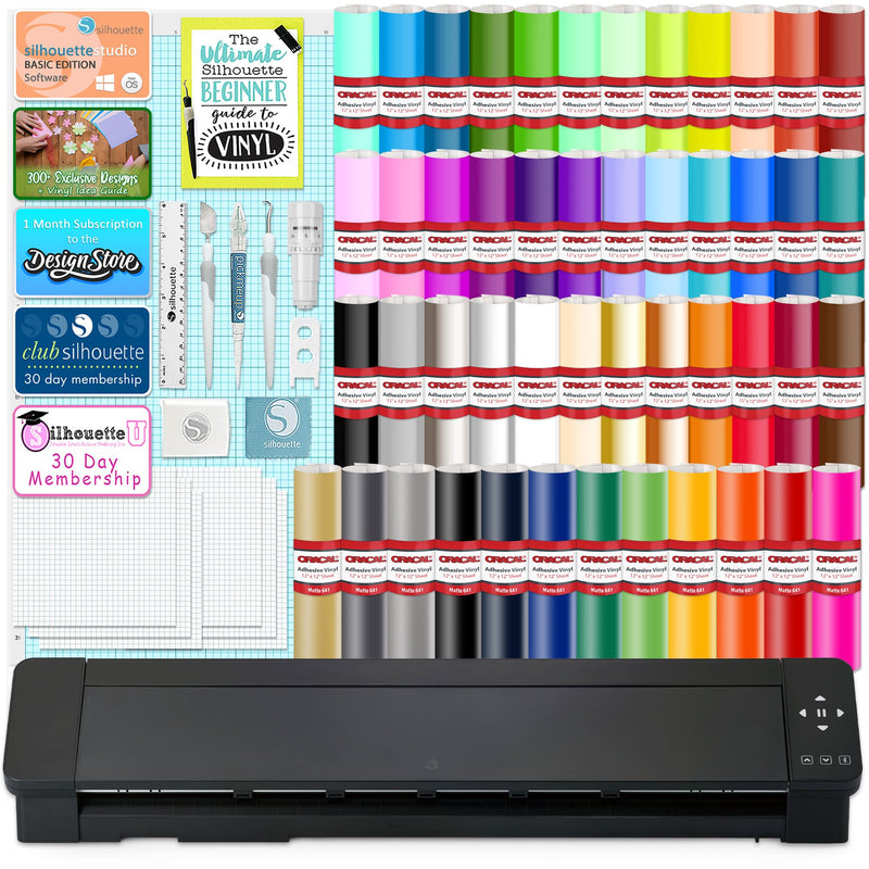 Silhouette Cameo PRO MK-II w/ 64 Oracal Vinyl Sheets, Tools, Guides Silhouette Bundle Silhouette