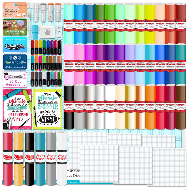 Silhouette Cameo PRO MK-II w/ Advanced Blade Pack, 38 Oracal Sheets, Siser HTV Silhouette Bundle Silhouette