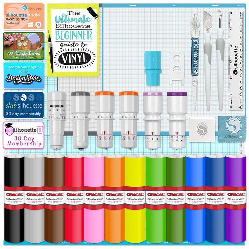 Silhouette Cameo PRO MK-II w/ Deluxe Blade & Tool Pack, Mat Pack, Guides, Designs Silhouette Bundle Silhouette