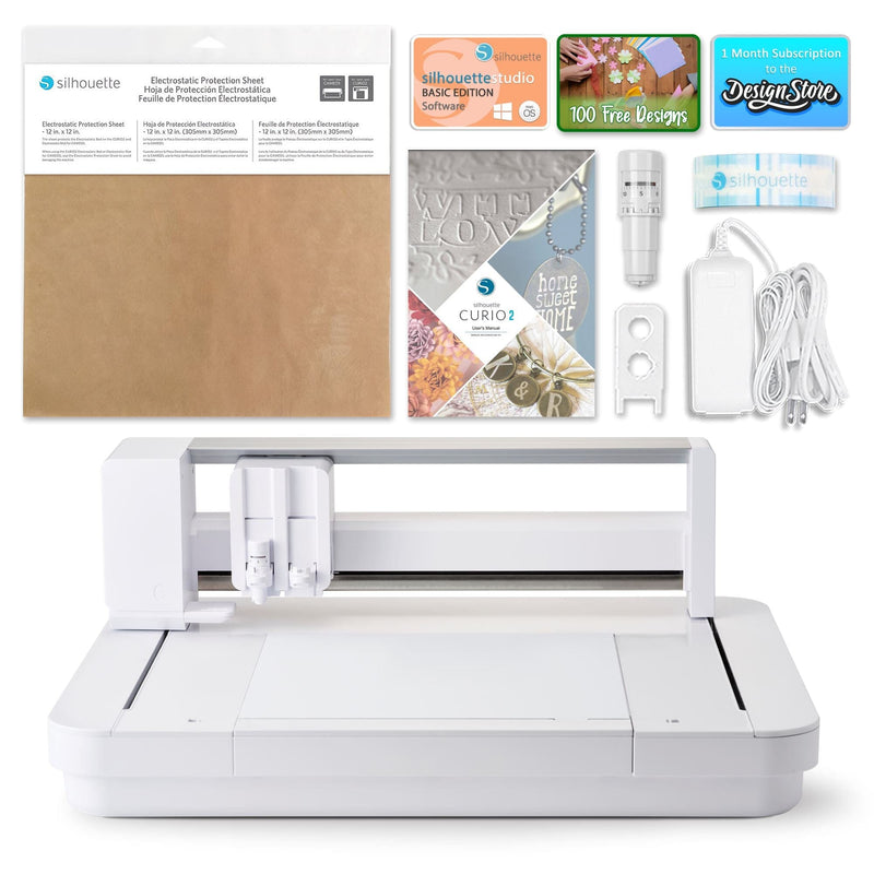 Silhouette Curio 2 w/ Advanced Blade Pack, 38 Oracal Sheets, Siser HTV Silhouette Bundle Silhouette