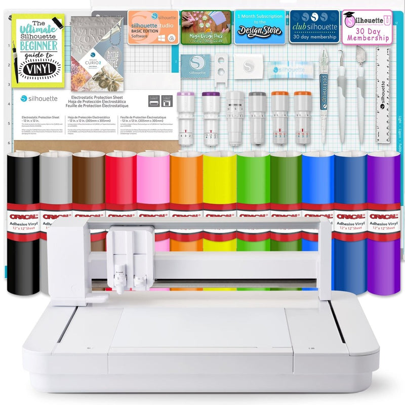 Silhouette Curio 2 w/ Deluxe Blade & Tool Pack, Mat Pack, Vinyl, Guides - Swing Design1