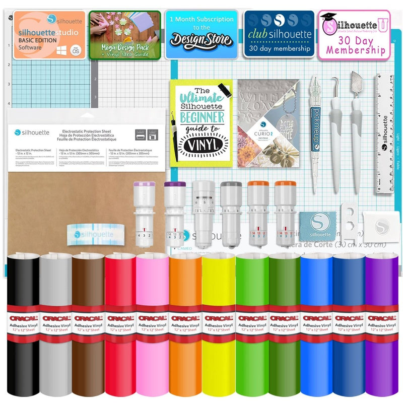 Silhouette Curio 2 w/ Deluxe Blade & Tool Pack, Mat Pack, Vinyl, Guides - Swing Design3