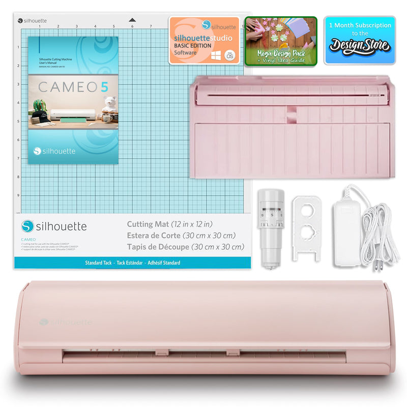 Silhouette Pink Cameo 5 w/ 15" x 15" Navy Heat Press & Siser HTV Silhouette Bundle Silhouette
