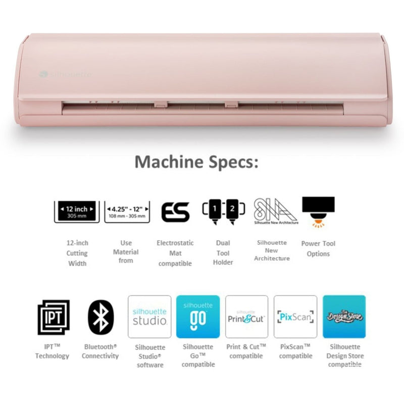 Silhouette Pink Cameo 5α Alpha with Electrostatic Grip Mat Attachment - Swing Design