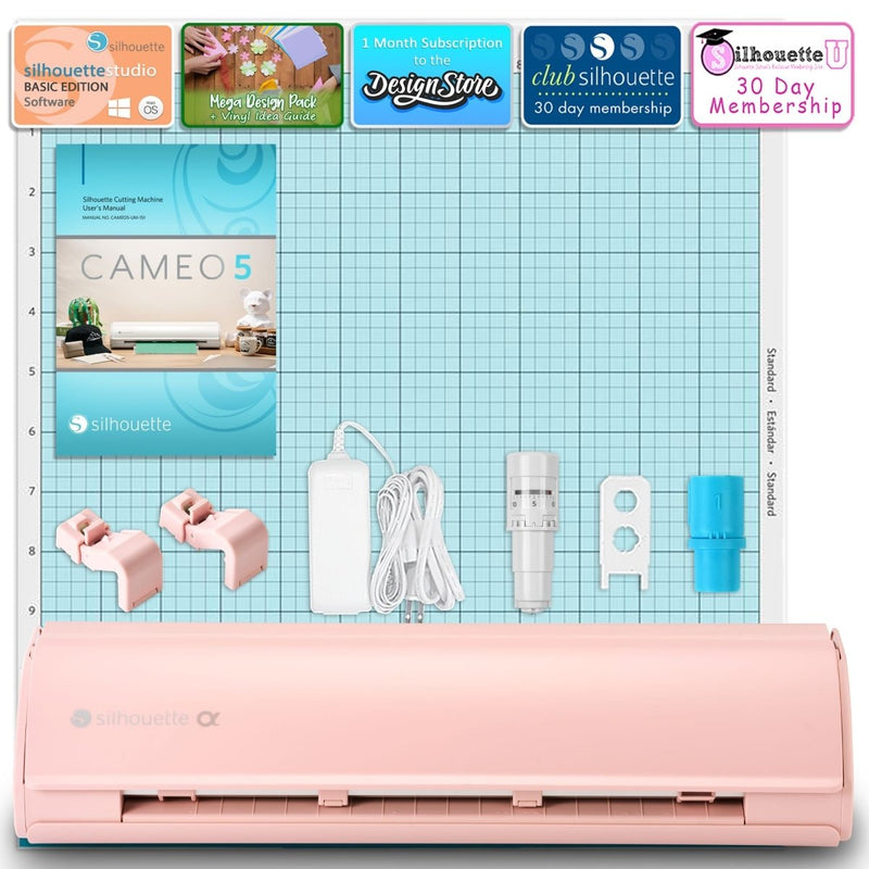 Silhouette Pink Cameo 5α Alpha w/ 38 Oracal Sheets, Siser HTV, Guides, 24 Pens - Swing Design6
