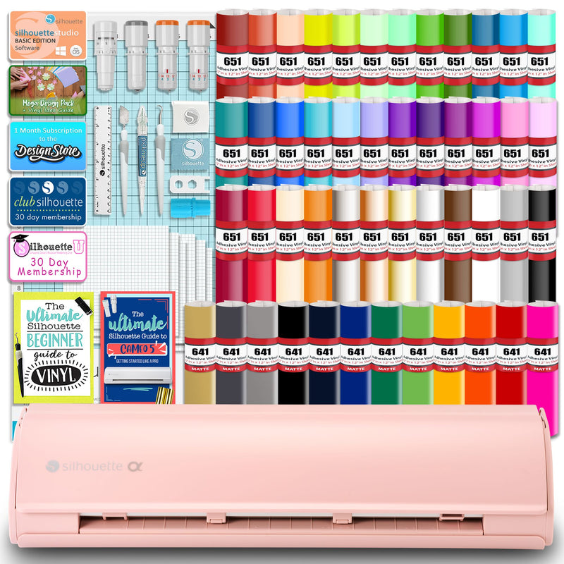 Silhouette Pink Cameo 5α Alpha w/ 64 Oracal Vinyl Sheets, Blades, Tools, Guides Silhouette Bundle Silhouette