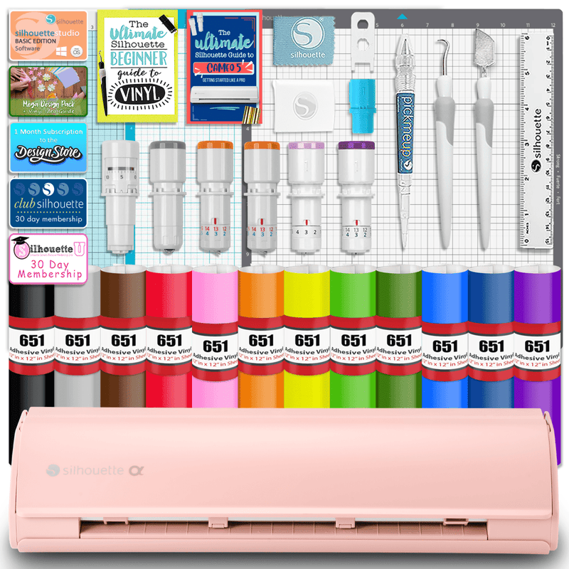 Silhouette Pink Cameo 5α Alpha w/ Deluxe Blade & Tool Pack, Mat Pack, Guides Swing Design 1