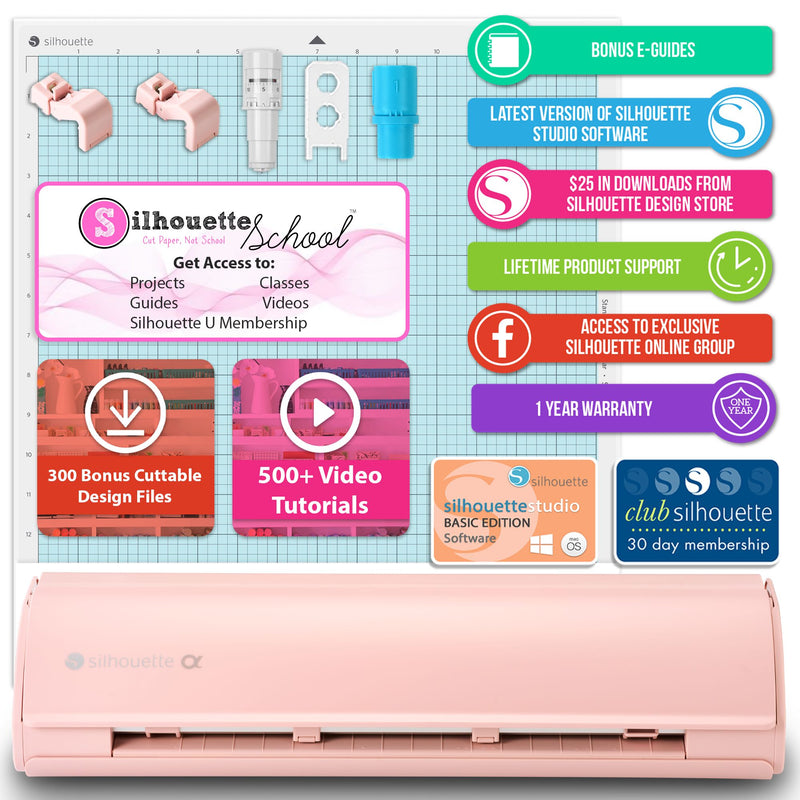 Silhouette Pink Cameo 5α Alpha with Electrostatic Grip Mat Attachment Silhouette Bundle Silhouette