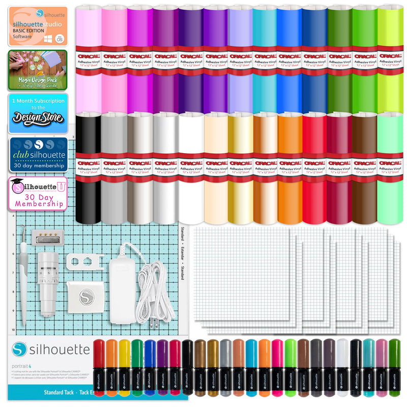 Silhouette Portrait 4 w/ 26 Oracal Sheets, Guides, Sketch Pens, and More Silhouette Bundle Silhouette