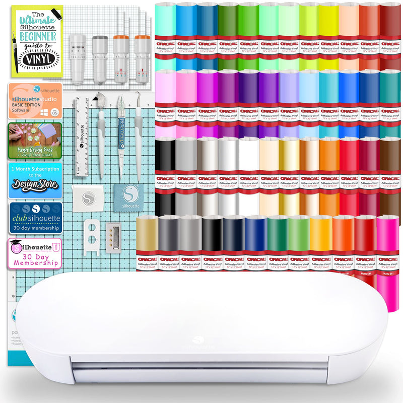 Silhouette Portrait 4 w/ 64 Oracal Vinyl Sheets, Advanced Blades, Tools, Guides Silhouette Bundle Silhouette