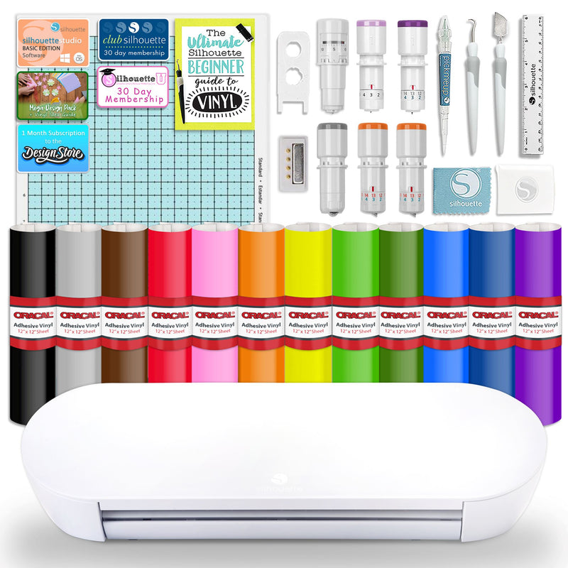 Silhouette Portrait 4 w/ Deluxe Blade & Tool Pack, Mat Pack, Guides, Designs Silhouette Bundle Silhouette