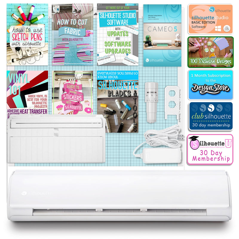 Silhouette White Cameo 5 PLUS with Electrostatic Grip Mat Attachment Silhouette Bundle Silhouette