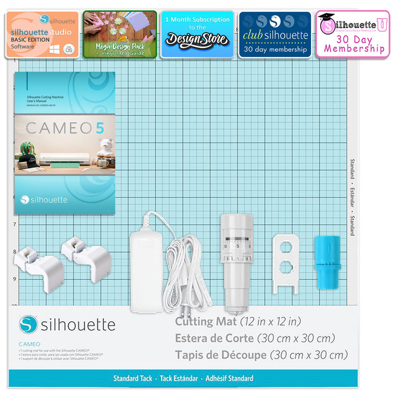 Silhouette White Cameo 5α Alpha w/ 15" x 15" Pink Heat Press & Siser HTV Silhouette Bundle Silhouette
