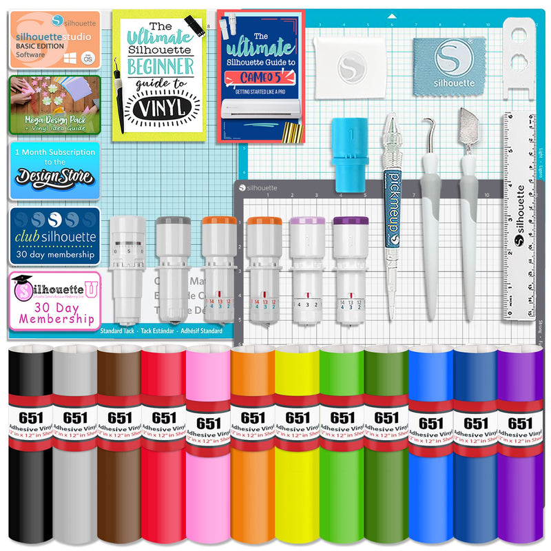 Silhouette White Cameo 5α Alpha w/ Deluxe Blade & Tool Pack, Mat Pack, Guides Silhouette Bundle Silhouette