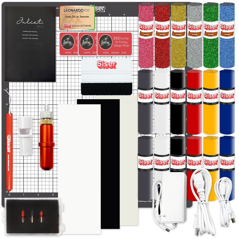 Siser Juliet Deluxe Easyweed Heat Transfer (HTV) Bundle w/ 8-in-1 Heat Press - Swing Design