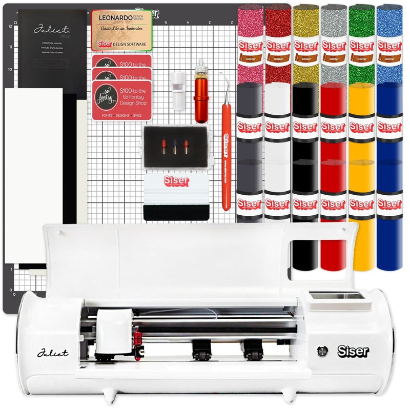 Siser Juliet Deluxe Easyweed Heat Transfer (HTV) Bundle w/ 8-in-1 Heat Press - Swing Design
