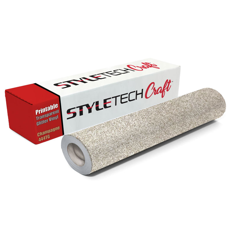 Styletech 444TG Champagne Printable Transparent Glitter Vinyl - 20 x 150 FT Vinyl StyleTech