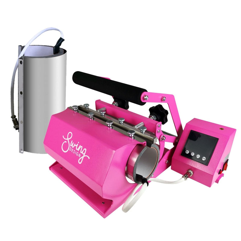 Swing Design 15" x 15" 8-in-1 Heat Press with 30oz Tumbler Press - Pink - Swing Design3