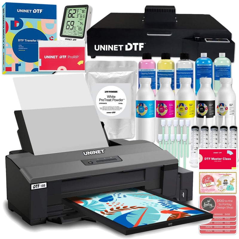 Uninet 100 DTF A3+ Sheet Printer, Training, Supplies, A2+ Oven w/ Purifier - Swing Design1
