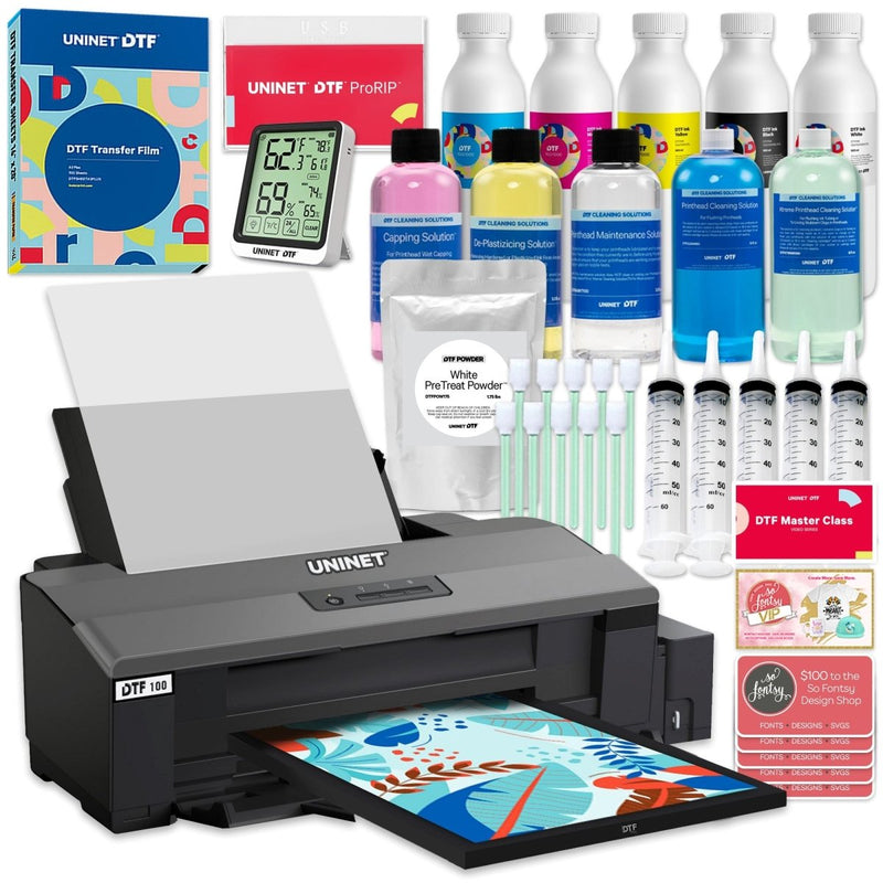 Uninet 100 DTF A3+ Sheet Printer, Training, Supplies, A3+ Oven w/ Purifier - Swing Design