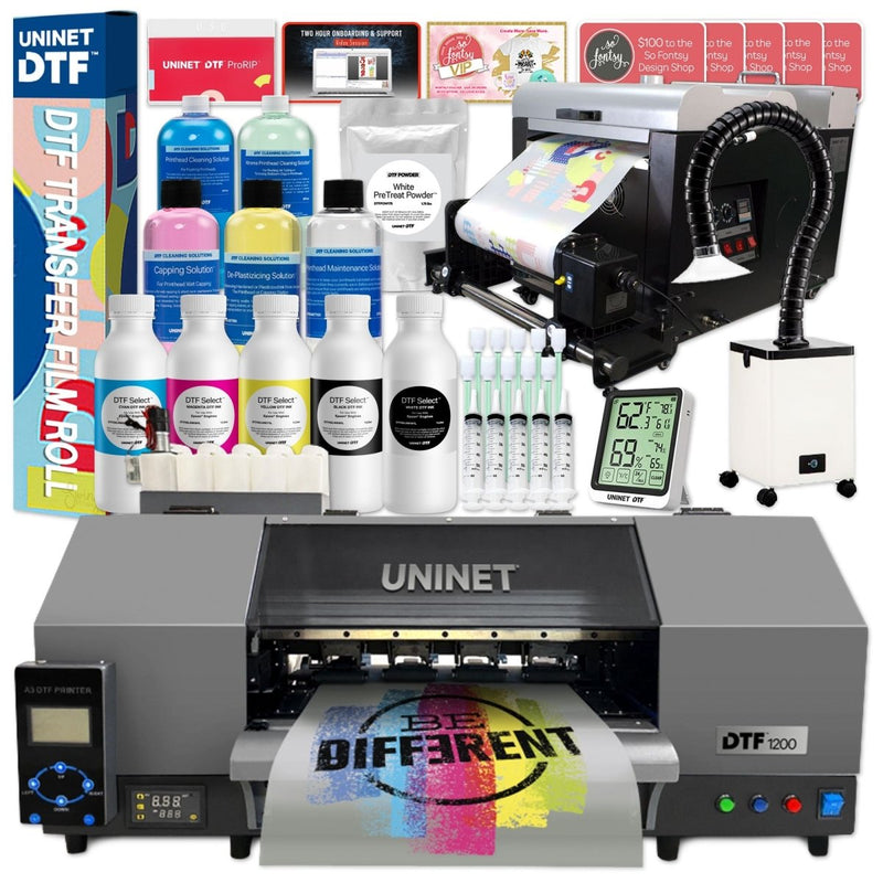 Uninet 1200 Dual Head 13" DTF Printer w/ Training, Filter, Inline Shaker & Oven - Swing Design1
