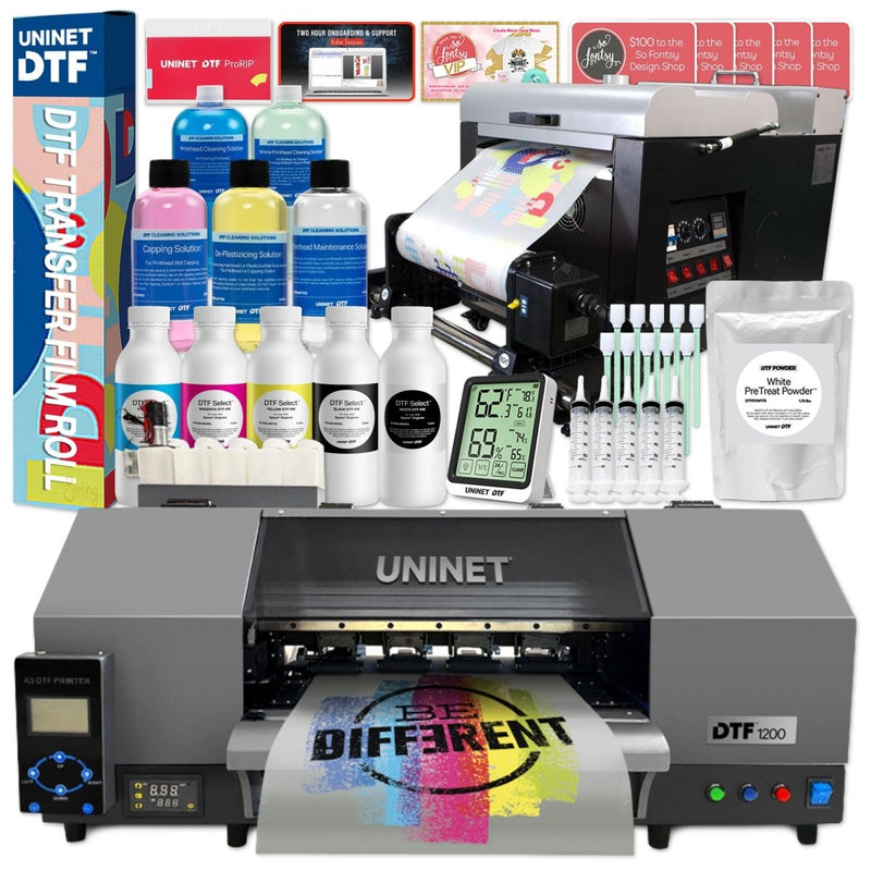 Uninet 1200 Dual Head 13" DTF Printer w/ Training & Inline Shaker & Oven Swing Design 1