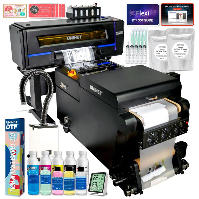 Uninet 4300 Direct To Film (DTF) 17" Roll Printer, Training & Shaker Bundle Swing Design 1