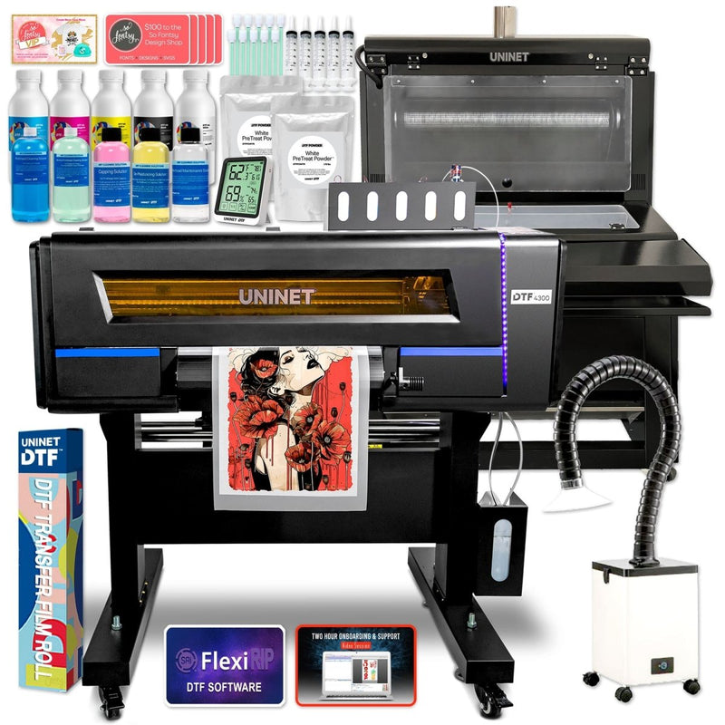 Uninet 4300 Direct To Film (DTF) 17" Roll Printer, Training & Slim Shaker Bundle - Swing Design1