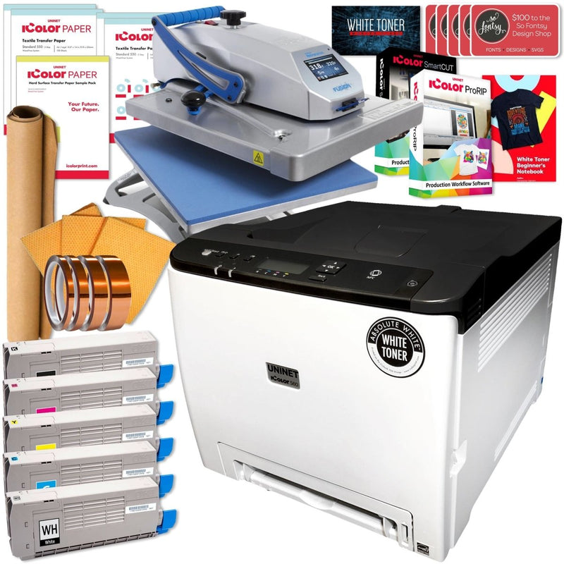 Uninet IColor 560 Business Bundle w/ Hotronix Heat Press, Media, $1044 Software - Swing Design1