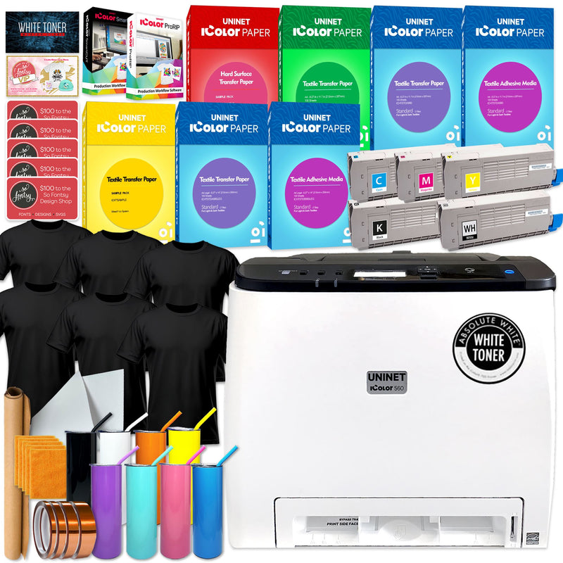 Uninet IColor 560 White Toner Printer Business Bundle w/ Media, $1044 Software Uninet Bundle UniNET