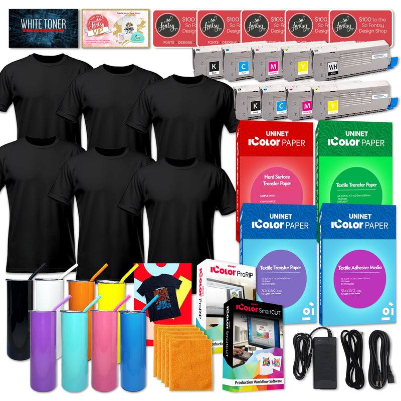 Uninet IColor 560 White Transfer Printer Double Toner Bundle, $1044 Software Uninet Bundle UniNET