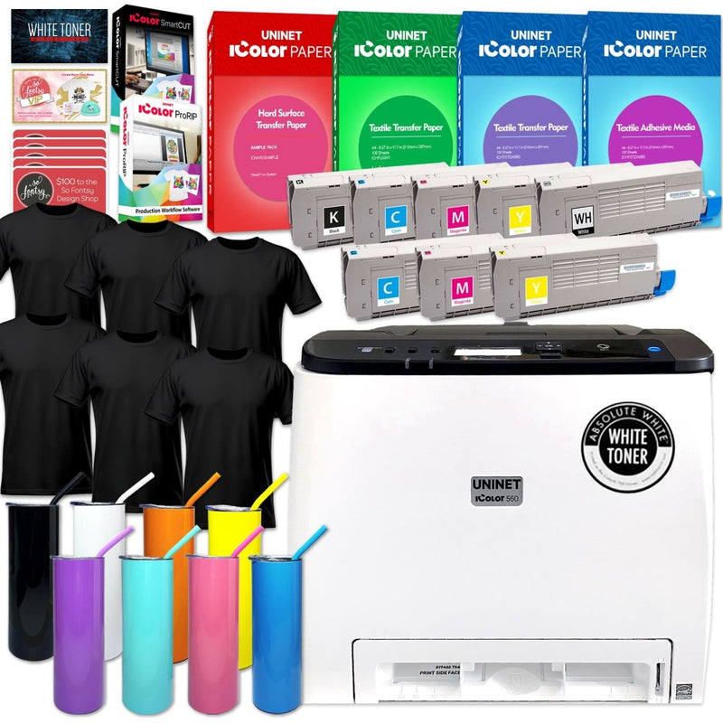 Uninet IColor 560 White Transfer Printer Double Toner Bundle, $1044 Software - Swing Design1