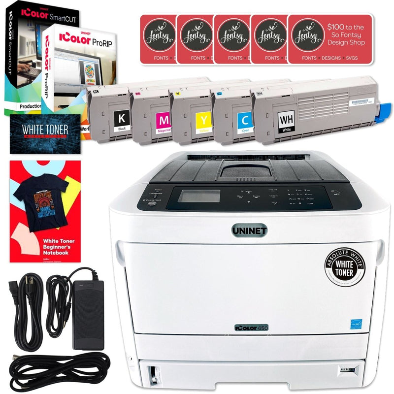 Uninet IColor 650 Digital Color & White Transfer Printer w/ $1044 Software - Swing Design