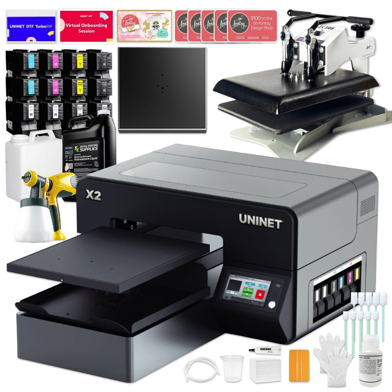 Uninet X2 DTG & DTF Combo Printer with Geo Knight Heat Press - Swing Design1